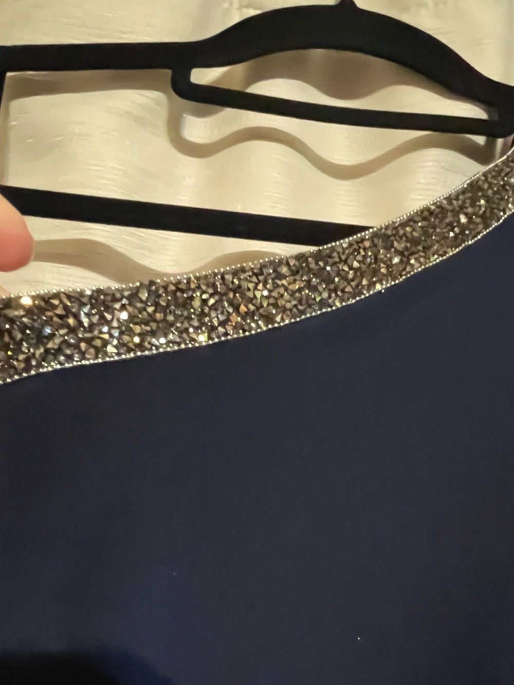 NWT Adrianna Papell Embellished One Shoulder Jersey Gown Midnight Blue Size 16 - Picture 6 of 8